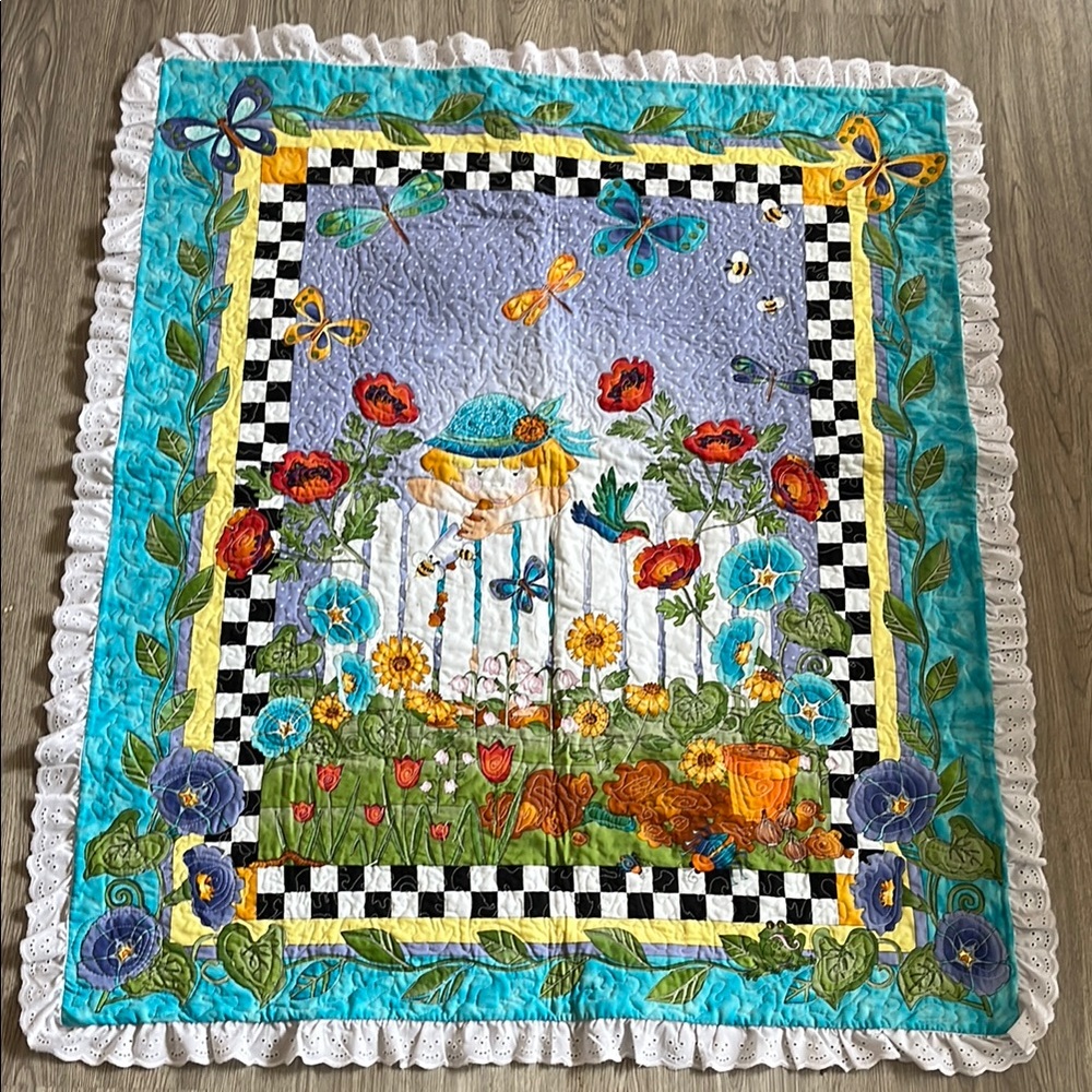 Flower Little Girl Quilt Throw